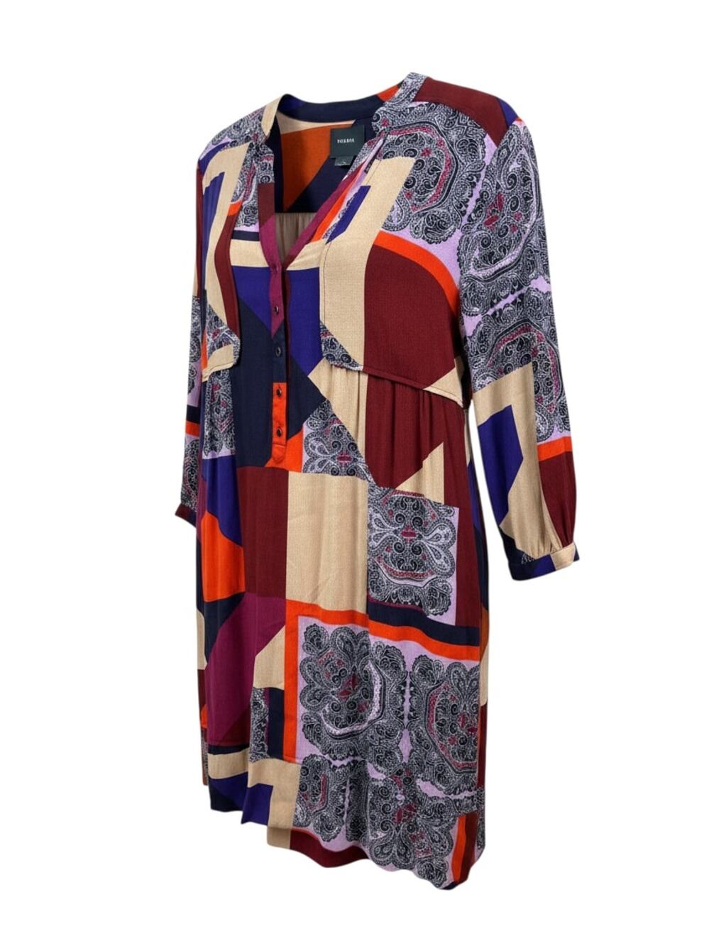 Maeve Anthropologie multicolor abstract paisley print button front shift dress w